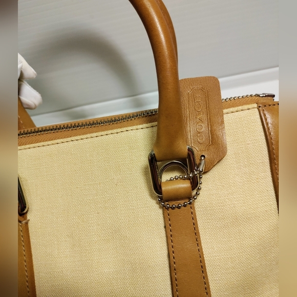 Coach Vintage Bonnie Legacy Linen And Leather Satchel Purse A 1P 9436 👓RARE👓 - Picture 5 of 11